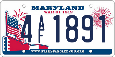 MD license plate 4AF1891