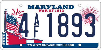 MD license plate 4AF1893