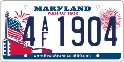 MD license plate 4AF1904