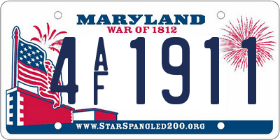MD license plate 4AF1911