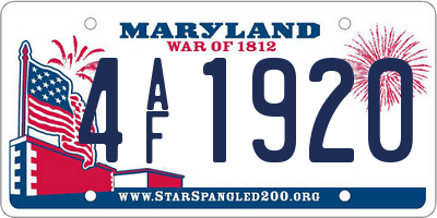 MD license plate 4AF1920