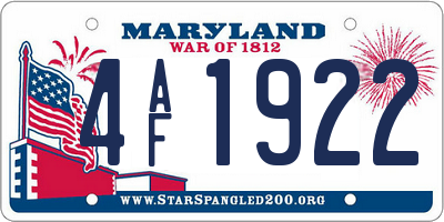 MD license plate 4AF1922