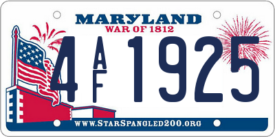 MD license plate 4AF1925