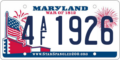 MD license plate 4AF1926