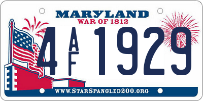 MD license plate 4AF1929