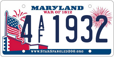 MD license plate 4AF1932