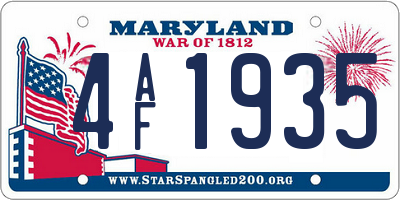 MD license plate 4AF1935