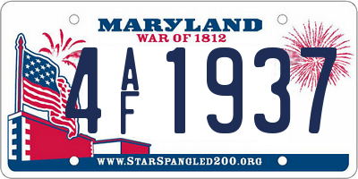 MD license plate 4AF1937