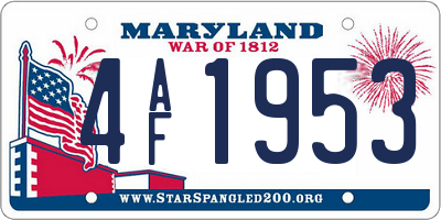MD license plate 4AF1953