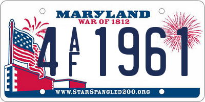 MD license plate 4AF1961