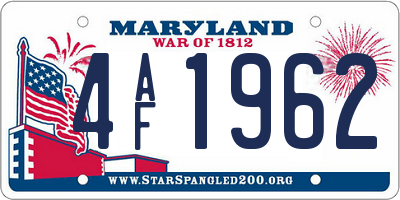 MD license plate 4AF1962