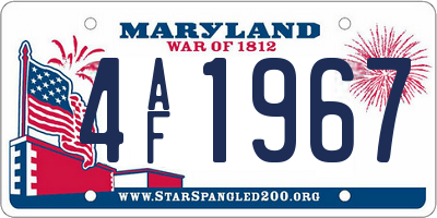 MD license plate 4AF1967