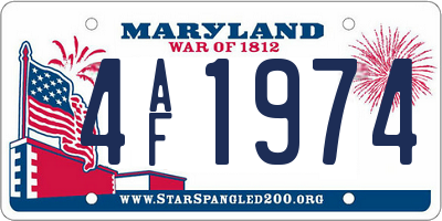 MD license plate 4AF1974