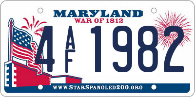 MD license plate 4AF1982