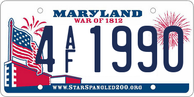 MD license plate 4AF1990