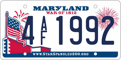 MD license plate 4AF1992