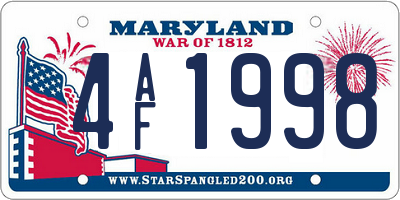 MD license plate 4AF1998