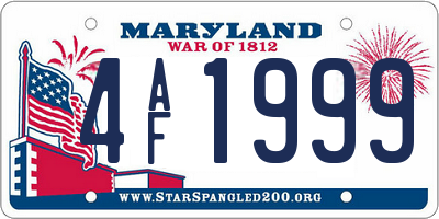 MD license plate 4AF1999