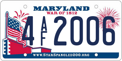 MD license plate 4AF2006