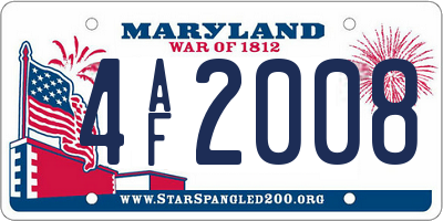 MD license plate 4AF2008