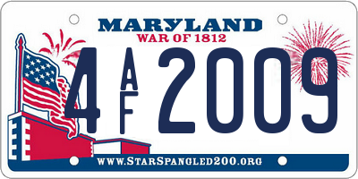 MD license plate 4AF2009