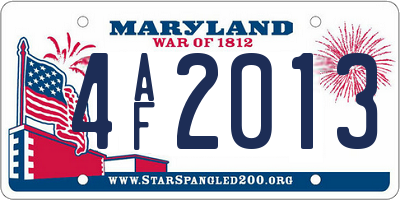 MD license plate 4AF2013