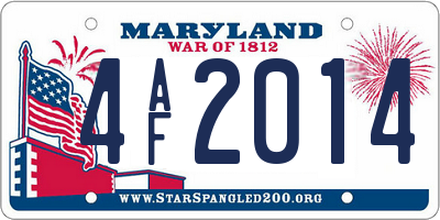 MD license plate 4AF2014