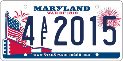 MD license plate 4AF2015