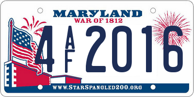 MD license plate 4AF2016