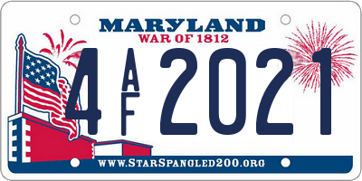 MD license plate 4AF2021