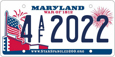MD license plate 4AF2022