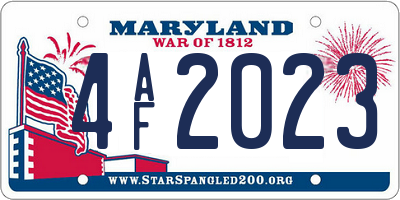 MD license plate 4AF2023