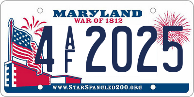 MD license plate 4AF2025