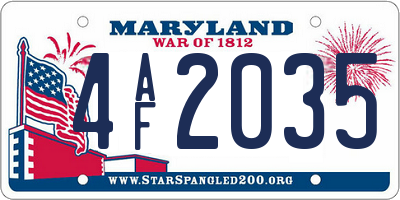 MD license plate 4AF2035