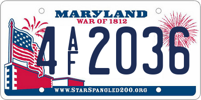 MD license plate 4AF2036