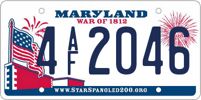 MD license plate 4AF2046