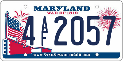 MD license plate 4AF2057