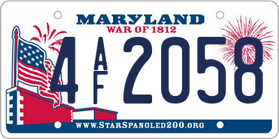 MD license plate 4AF2058