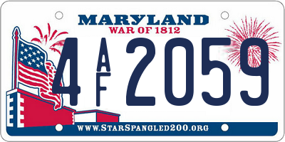 MD license plate 4AF2059