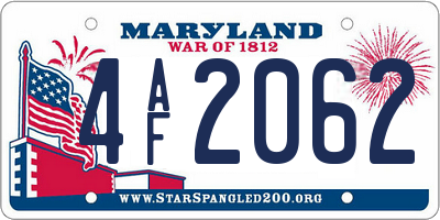 MD license plate 4AF2062