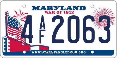 MD license plate 4AF2063