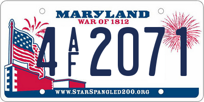MD license plate 4AF2071