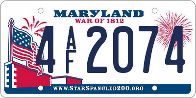 MD license plate 4AF2074