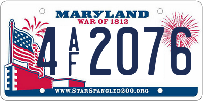 MD license plate 4AF2076