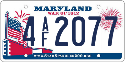 MD license plate 4AF2077