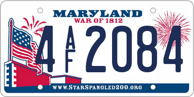 MD license plate 4AF2084