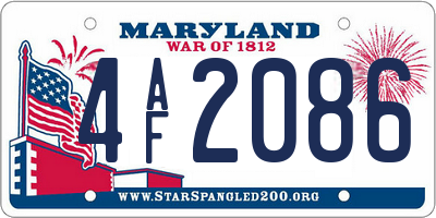 MD license plate 4AF2086