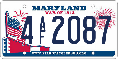MD license plate 4AF2087