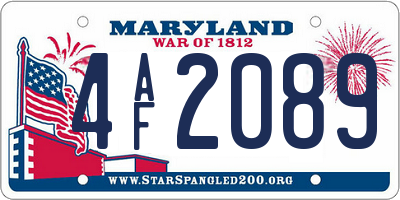 MD license plate 4AF2089