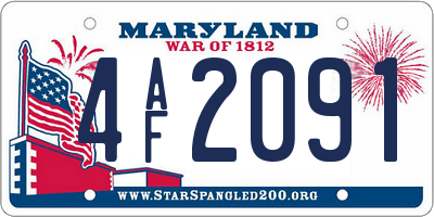 MD license plate 4AF2091